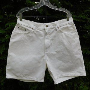L.L. Bean Plus Double L Cotton High-Rise White Denim Shorts